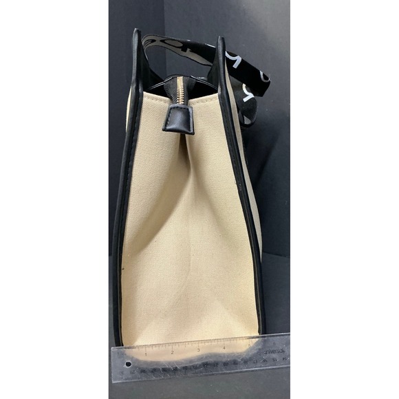 Bebe Los Angeles Women's Large Canvas Tote Bag Beige Color - Picture 7 of 10